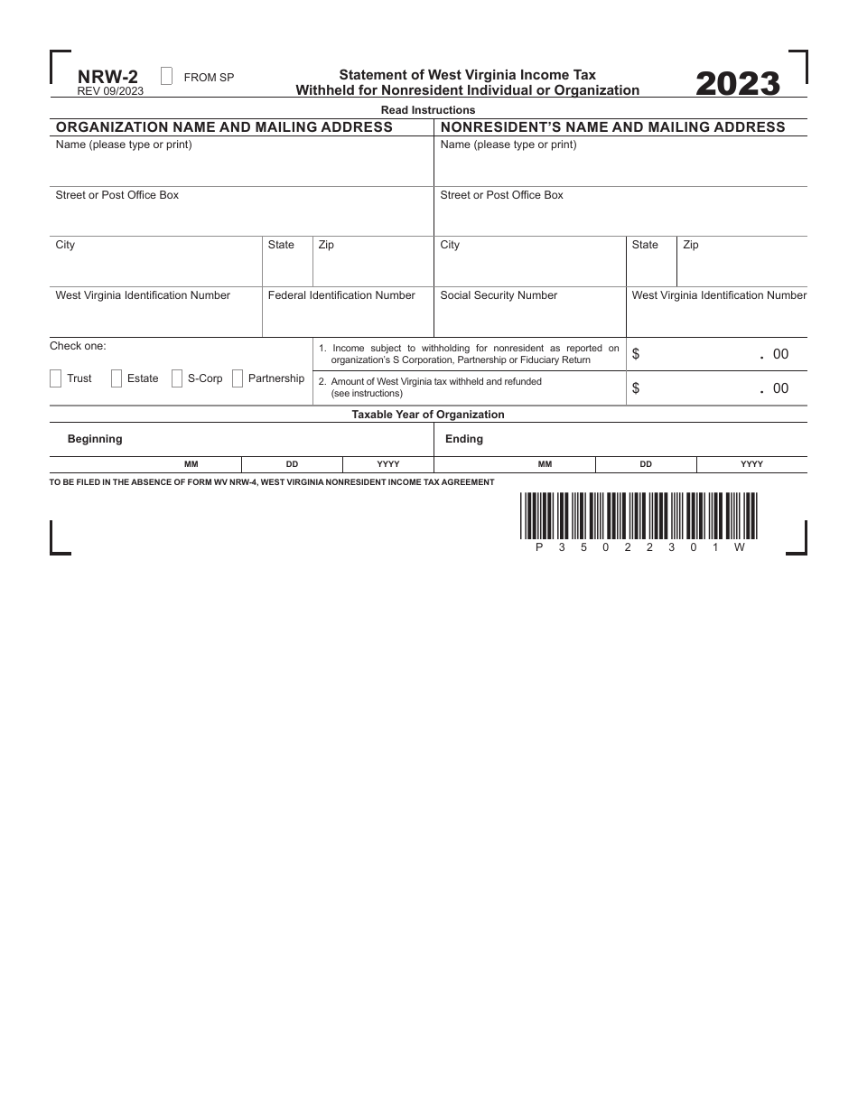 Form NRW2 Download Printable PDF or Fill Online Statement of West