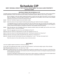 Schedule CIP West Virginia Credit for Capital Investment in Child-Care Property - West Virginia, Page 5