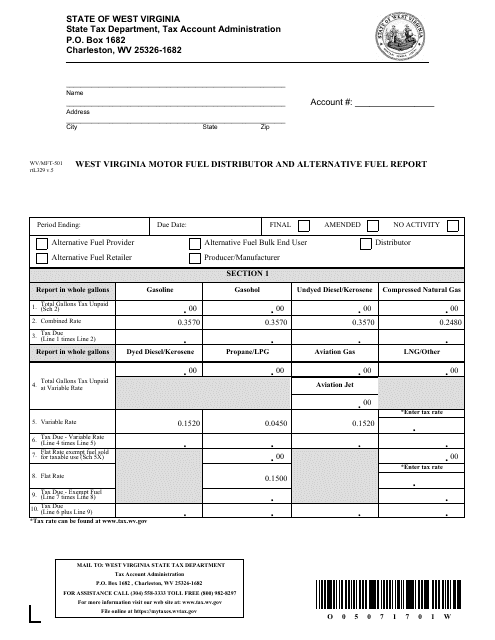 Form WV/MFT-501  Printable Pdf