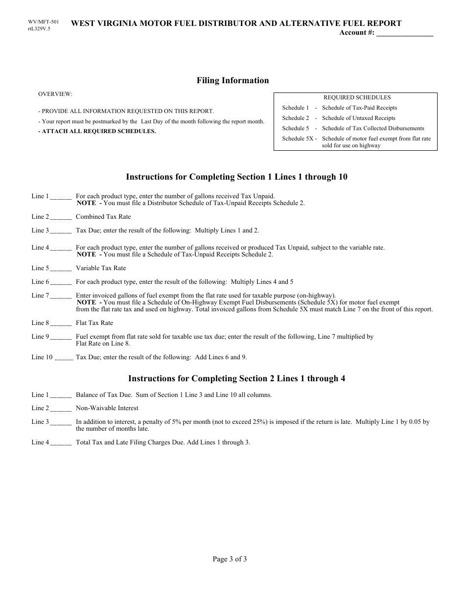 Form WV / MFT-501 West Virginia Motor Fuel Distributor and Alternative Fuel Report - West Virginia, Page 3