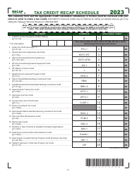 Document preview: Form IT-140 Schedule RECAP Tax Credit Recap Schedule - West Virginia, 2023