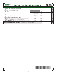 Form IT-140 Schedule RECAP Tax Credit Recap Schedule - West Virginia, Page 2