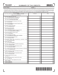 Document preview: Form PTE-100TC Summary of Tax Credits - West Virginia, 2023