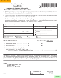 Document preview: Form BA-403 Application for Extension of Time to File Vermont Corporate/Business Income Tax Returns - Vermont