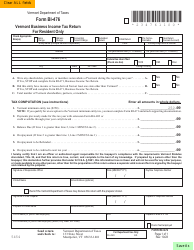 Document preview: Form BI-476 Vermont Business Income Tax Return for Resident Only - Vermont