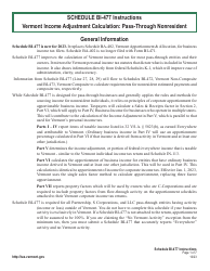 Instructions for Schedule BI-477 Vermont Income Adjustment Calculation: Pass-Through Nonresident - Vermont