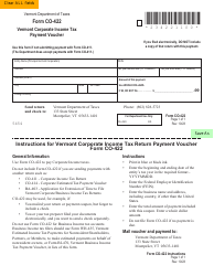 Document preview: VT Form CO-422 Vermont Corporate Income Tax Payment Voucher - Vermont