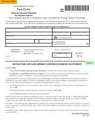 Document preview: VT Form CO-414 Vermont Corporate Estimated Tax Payment Voucher - Vermont