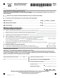 Maryland Form 510 (COM/RAD-069) Pass-Through Entity Income Tax Return - Maryland, Page 3