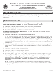 Document preview: Instructions for USCIS Form I-690 Application for Waiver of Grounds of Inadmissibility Under Sections 245a or 210 of the Immigration and Nationality Act