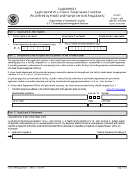 USCIS Form I-690 Supplement 1 Applicants With a Class a Tuberculosis Condition (As Defined by Health and Human Services Regulations)