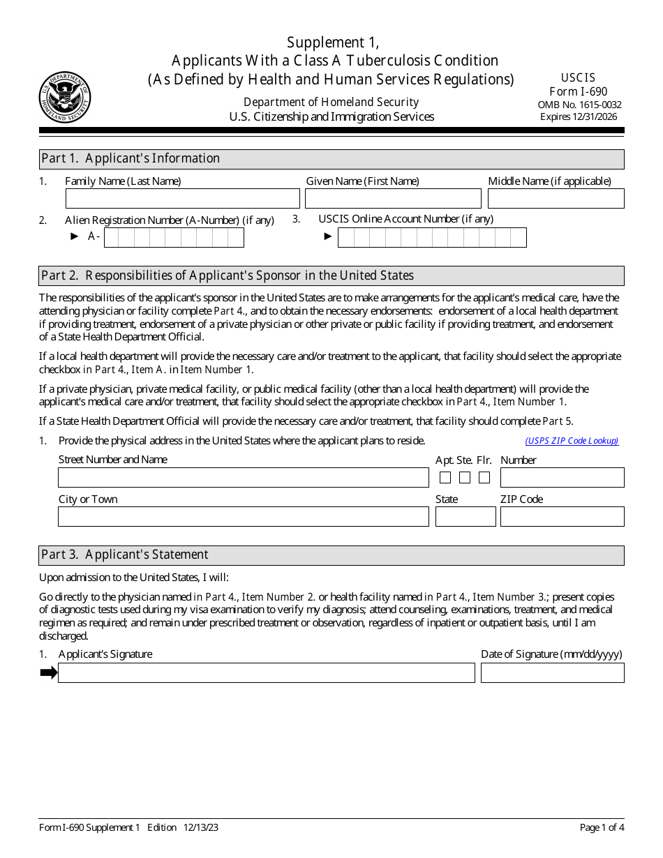 USCIS Form I-690 Supplement 1 Download Fillable PDF or Fill Online ...