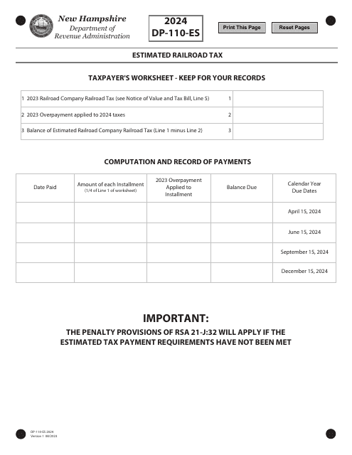 Form DP-110-ES 2024 Printable Pdf