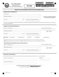 Document preview: Form DP-200 Request for Department Identification Number (Din) - New Hampshire