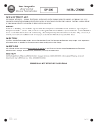 Form DP-200 Request for Department Identification Number (Din) - New Hampshire, Page 2