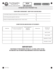 Form DP-255-ES Estimated Utility Property Tax - New Hampshire