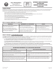 Instructions for Form DP-10 Interest and Dividends Tax Return - New Hampshire, Page 2