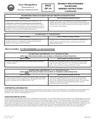 Instructions for Form DP-10 Interest and Dividends Tax Return - New Hampshire, Page 3