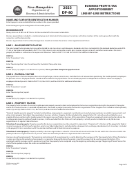 Instructions for Form DP-80 Business Profits Tax Apportionment - New Hampshire, Page 2