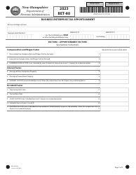 Document preview: Form BET-80 Business Enterprise Tax Apportionment - New Hampshire, 2023