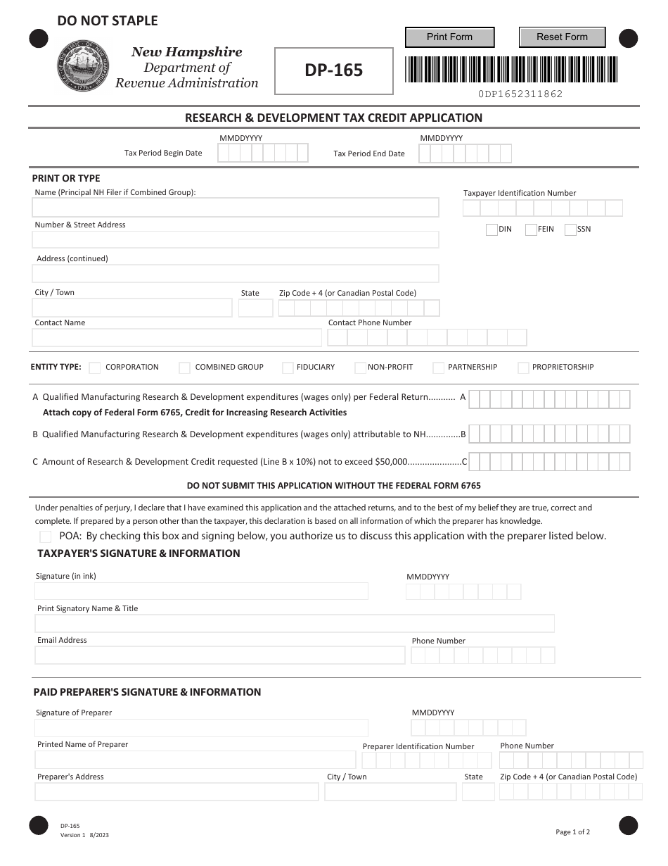 Form DP-165 - Fill Out, Sign Online and Download Fillable PDF, New ...
