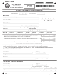 Form DP-165 Research and Development Tax Credit Application - New Hampshire