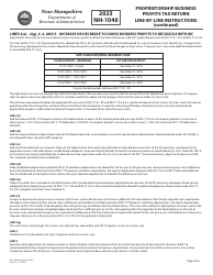 Instructions for Form NH-1040 Proprietorship Business Profits Tax Return - New Hampshire, Page 3