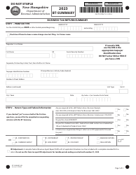 Document preview: Form BT-SUMMARY Business Tax Return Summary - New Hampshire, 2023