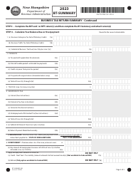 Form BT-SUMMARY Business Tax Return Summary - New Hampshire, Page 2