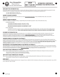 Form NH-1120-ES Estimated Corporate Business Tax - New Hampshire, Page 4