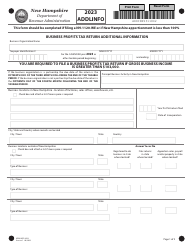 Document preview: Form ADDLINFO Business Profits Tax Return Additional Information - New Hampshire, 2023