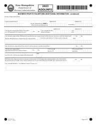 Form ADDLINFO Business Profits Tax Return Additional Information - New Hampshire, Page 2