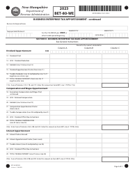 Form BET-80-WE Business Enterprise Tax Apportionment for Individual Nexus Members of a Combined Group - New Hampshire, Page 2