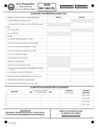 Document preview: Form NH-1065-ES Estimated Partnership Business Tax - New Hampshire, 2024