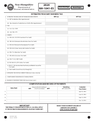 Document preview: Form NH-1041-ES Estimated Fiduciary Business Tax - New Hampshire, 2024