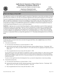 Document preview: Instructions for USCIS Form I-881 Application for Suspension of Deportation or Special Rule Cancellation of Removal