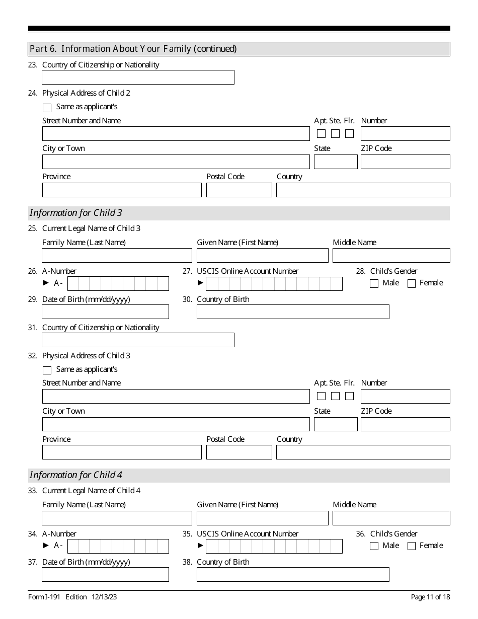 USCIS Form I-191 Application for Relief Under Former Section 212(C) of the Immigration and Nationality Act (Ina), Page 11
