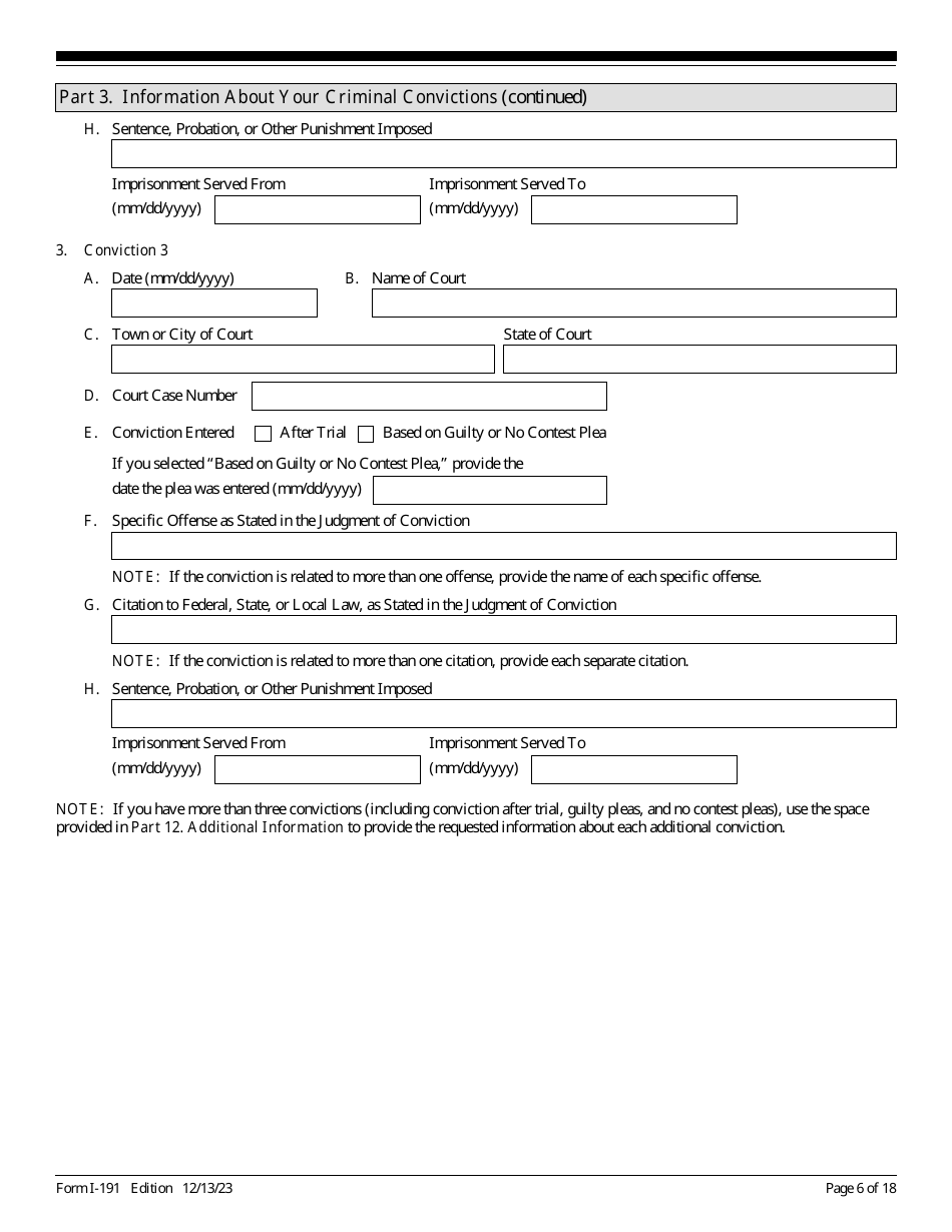 USCIS Form I-191 Application for Relief Under Former Section 212(C) of the Immigration and Nationality Act (Ina), Page 6