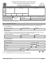 Document preview: USCIS Form I-191 Application for Relief Under Former Section 212(C) of the Immigration and Nationality Act (Ina)