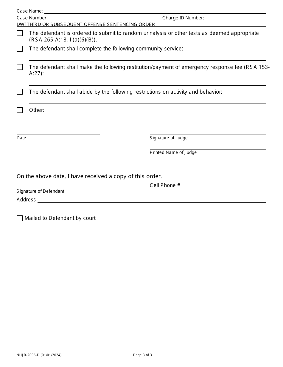 Form NHJB-2096-D Dwi Third or Subsequent Offense Sentencing Order - New Hampshire, Page 3