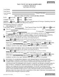 Form NHJB-2095-D Dwi Second Offense Sentencing Order - New Hampshire