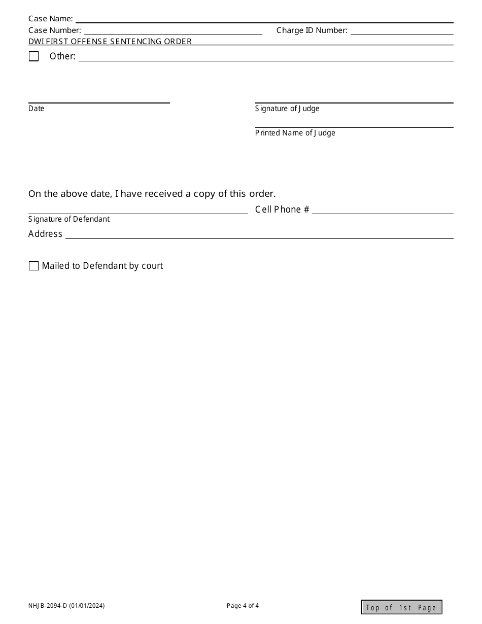 Form NHJB-2094-D Download Fillable PDF or Fill Online Dwi First Offense ...