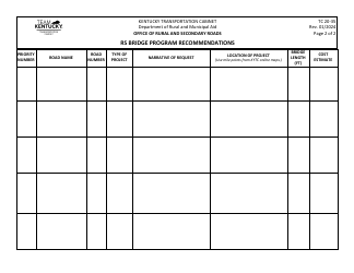 Form TC20-35 Rs Bridge Program Recommendations - Kentucky, Page 2
