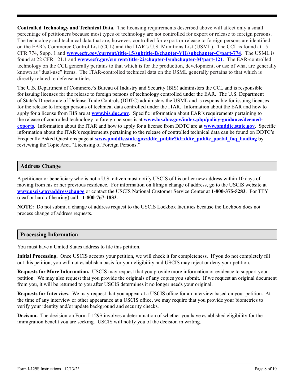 Instructions for USCIS Form I-129S Nonimmigrant Petition Based on Blanket L Petition, Page 8