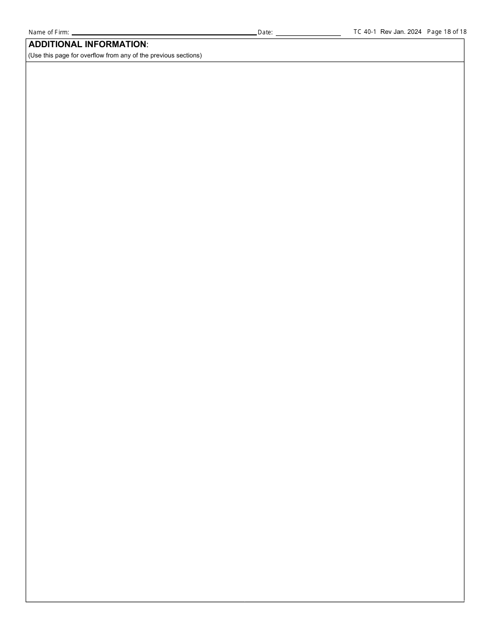 Form TC40-1 Consulting Engineer and Related Services Prequalification Application - Kentucky, Page 18