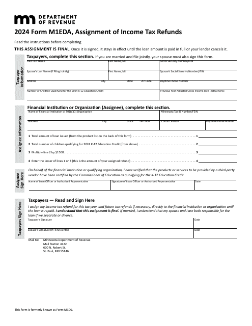 Form M1EDA Assignment of Income Tax Refunds - Minnesota, 2024
