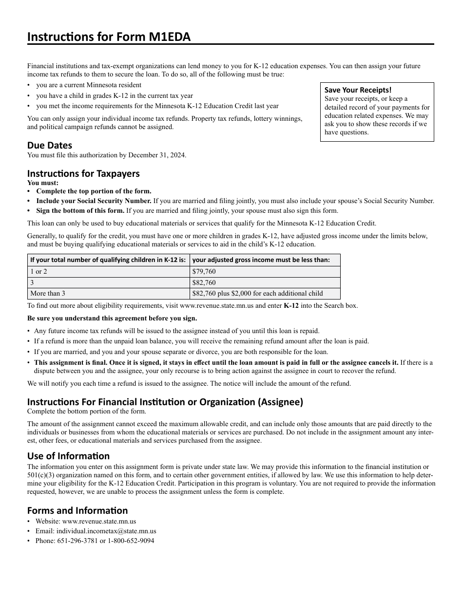 Form M1EDA Assignment of Income Tax Refunds - Minnesota, Page 3