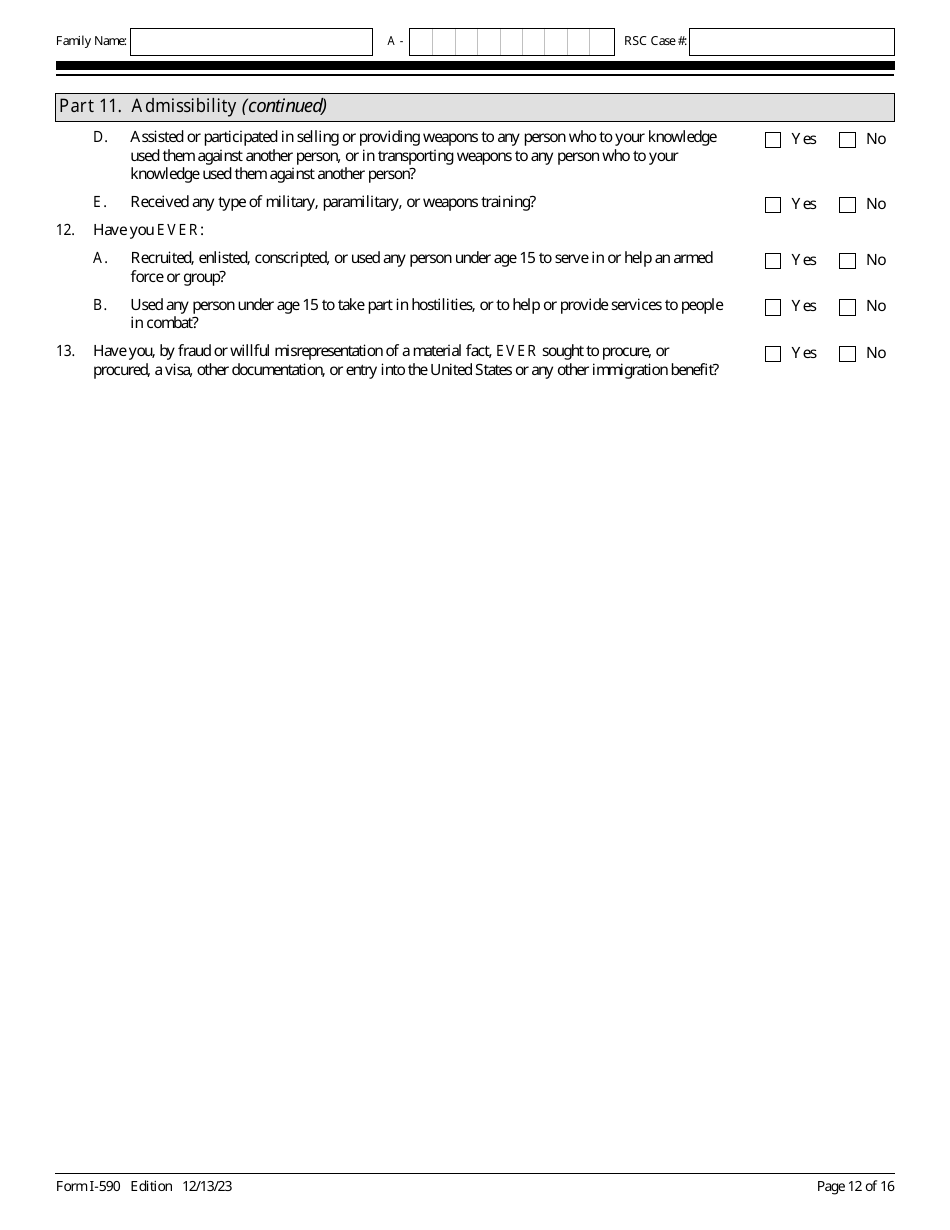 USCIS Form I-590 Registration for Classification as Refugee, Page 12
