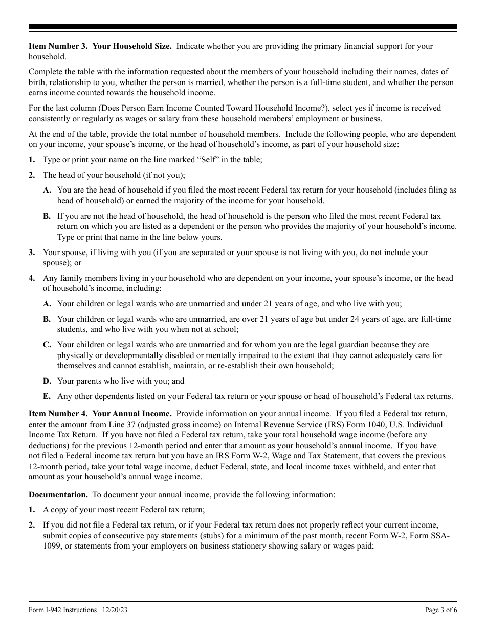 Instructions for USCIS Form I-942 Request for Reduced Fee, Page 3