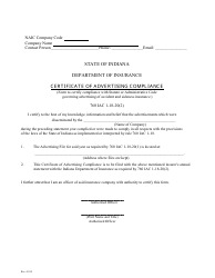 Document preview: Certificate of Advertising Compliance - Indiana